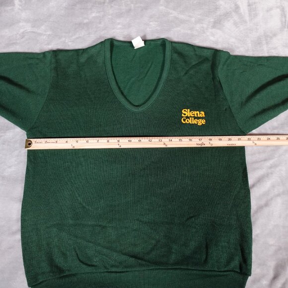 Vintage Siena College V Neck Sweater Mens L Slim Short Fit H Wolf & Sons USA 70s - Picture 8 of 10